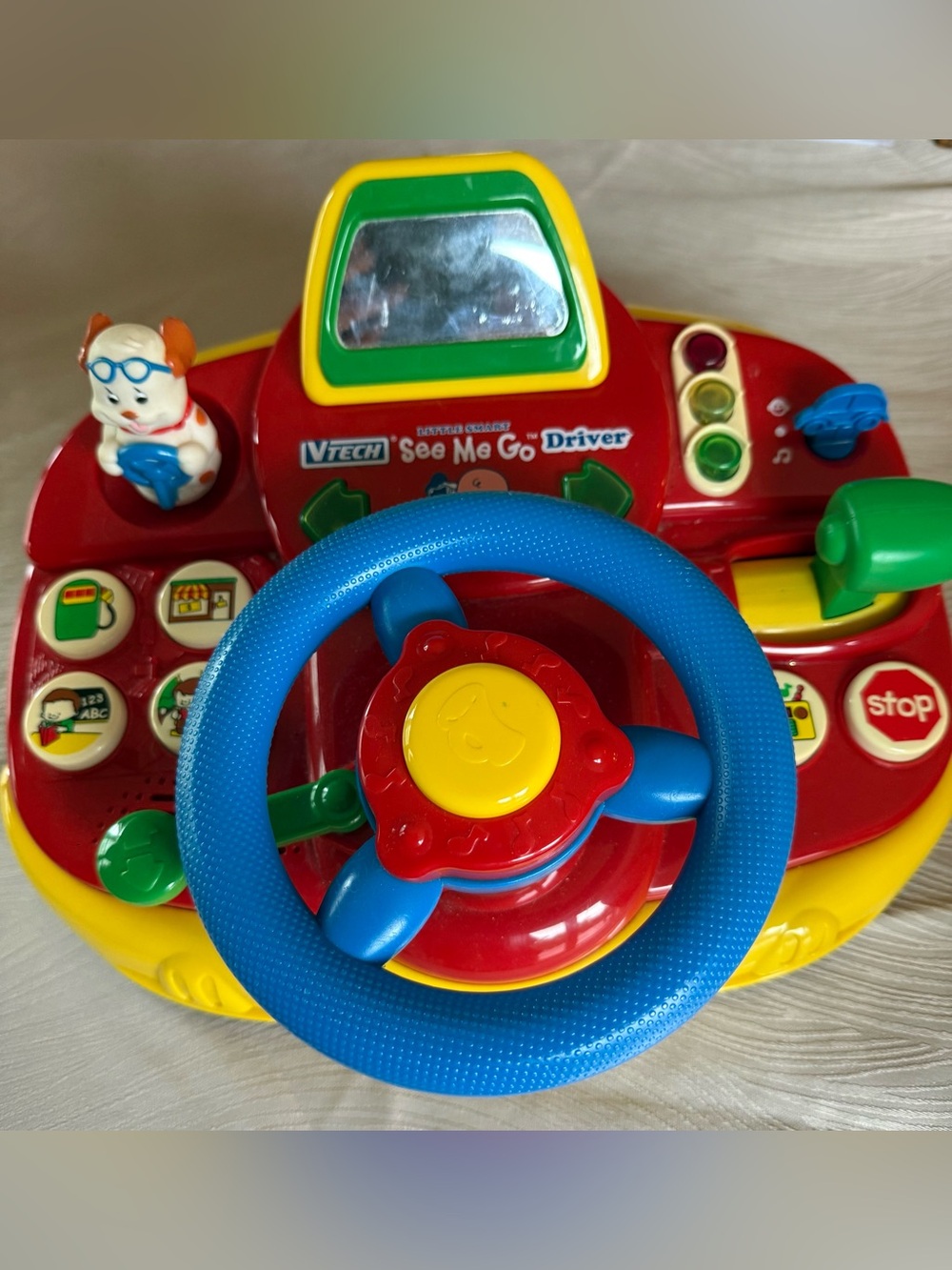Vtech See Me Go Driver Toy Steering Wheel - Blue/Red/Yellow guc